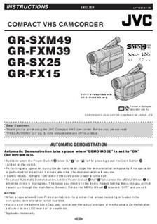 JVC GR SXM 49 manual. Camera Instructions.